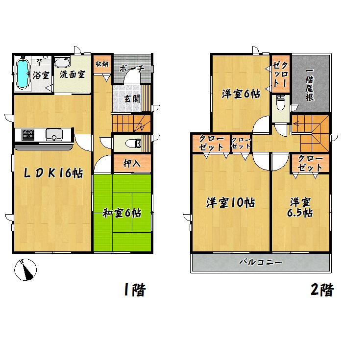 Floor plan. 26,800,000 yen, 4LDK, Land area 153.52 sq m , Building area 105.16 sq m, Aoba-ku, Chiyoda-cho, Building 2