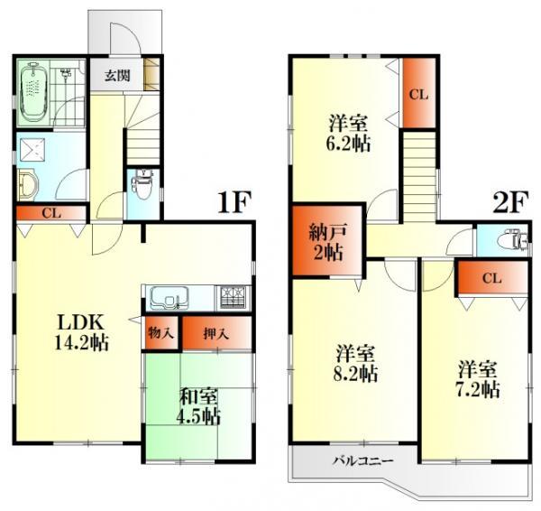 Compartment figure. 22,900,000 yen, 4LDK, Land area 122.54 sq m , Building area 94.76 sq m