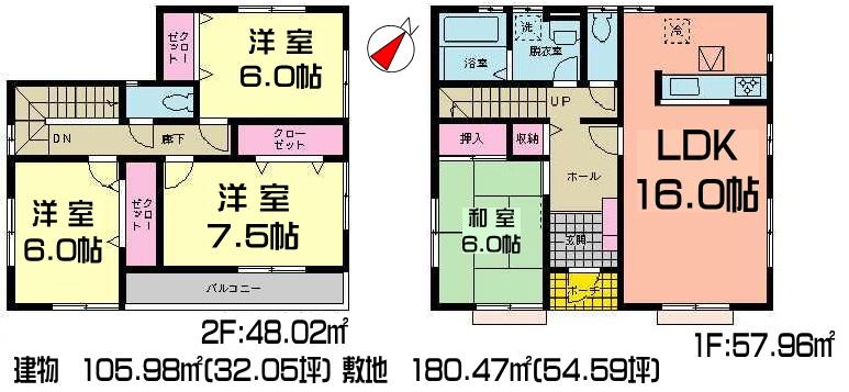 Floor plan. (10 Building), Price 33,300,000 yen, 4LDK, Land area 180.77 sq m , Building area 105.98 sq m