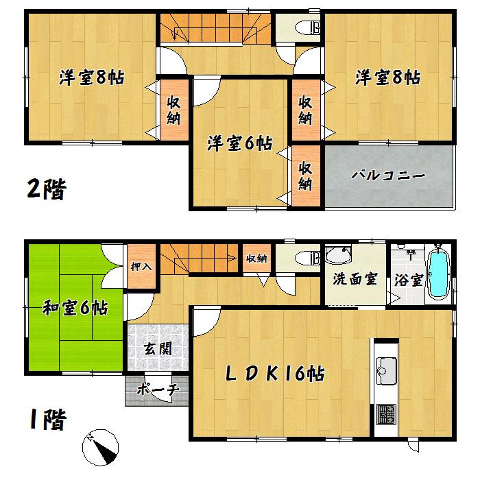 Floor plan. 24,300,000 yen, 4LDK, Land area 177.36 sq m , Building area 105.99 sq m, Aoba-ku, Mizunomori 2-chome