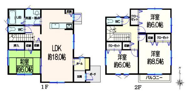 Floor plan. 25,800,000 yen, 4LDK, Land area 156.5 sq m , Building area 111.16 sq m