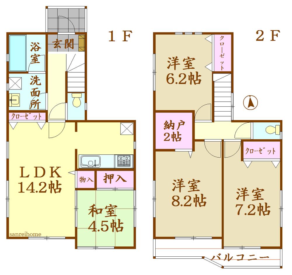 Floor plan. 22,900,000 yen, 4LDK, Land area 122.54 sq m , Building area 94.76 sq m