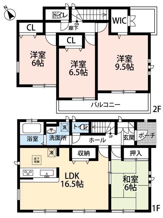 Floor plan. (1 Building), Price 33,800,000 yen, 4LDK, Land area 203.02 sq m , Building area 105.99 sq m