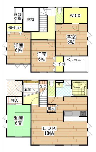 Floor plan. 31,800,000 yen, 4LDK+S, Land area 207.54 sq m , Building area 110.96 sq m