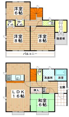 Floor plan. 27,800,000 yen, 4LDK, Land area 172.85 sq m , Building area 105.99 sq m