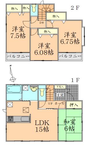 Floor plan. 19,400,000 yen, 4LDK, Land area 112.21 sq m , Building area 96.05 sq m