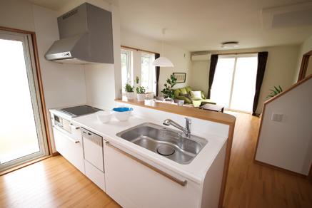 How the family can be seen over the counter, Open type of face-to-face kitchen