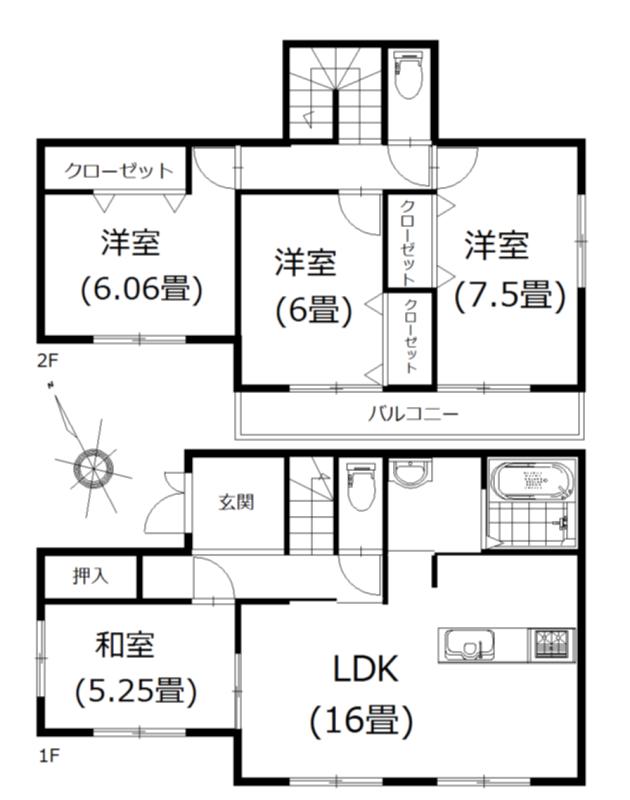 Floor plan. 24,300,000 yen, 4LDK, Land area 126.5 sq m , Building area 99.98 sq m