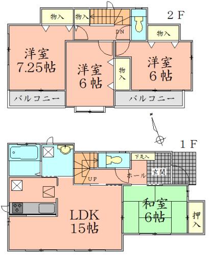 Floor plan. 19.6 million yen, 4LDK, Land area 114.98 sq m , Building area 96.87 sq m