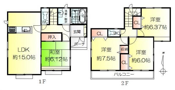 Floor plan. 18.2 million yen, 4LDK, Land area 160.56 sq m , Building area 96.46 sq m