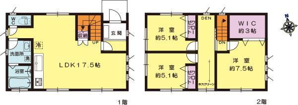Floor plan. 31,900,000 yen, 3LDK, Land area 150.53 sq m , Building area 93.3 sq m all-electric housing popular living stairs