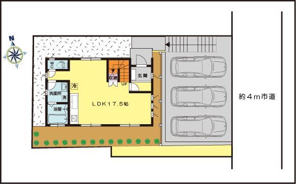 The entire compartment Figure. With ground guarantee parking parallel three Allowed