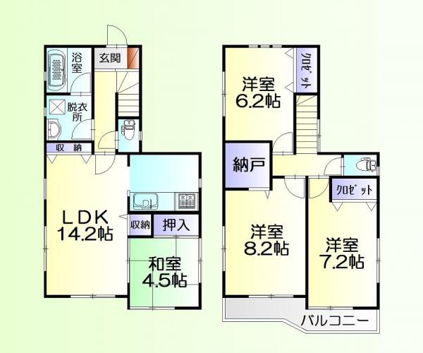 Floor plan. 22,900,000 yen, 4LDK, Land area 122.54 sq m , Building area 94.76 sq m