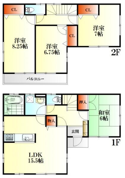 Floor plan. 33,500,000 yen, 4LDK, Land area 170.22 sq m , Building area 102.67 sq m