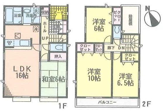 Floor plan. (Building 2), Price 26,800,000 yen, 4LDK, Land area 153.52 sq m , Building area 105.16 sq m