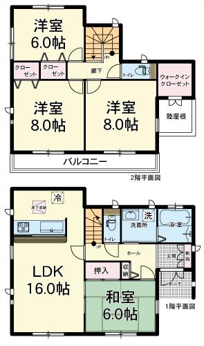 Floor plan. 27,800,000 yen, 4LDK + S (storeroom), Land area 172.85 sq m , Building area 105.99 sq m floor plan