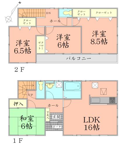 Floor plan. 34,300,000 yen, 4LDK, Land area 182.44 sq m , Building area 105.99 sq m