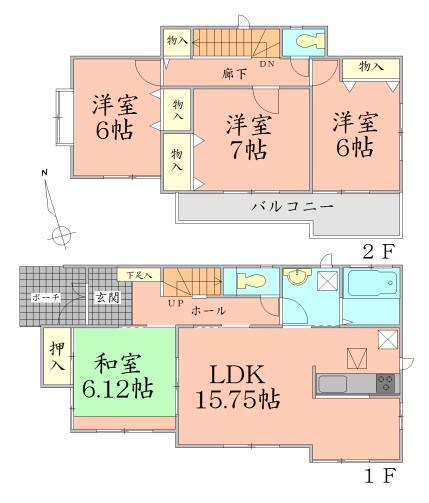 Floor plan. 25,800,000 yen, 4LDK, Land area 124.84 sq m , Building area 99.67 sq m