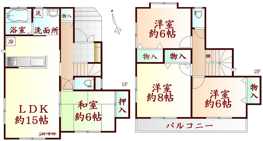 Floor plan. 19.6 million yen, 4LDK, Land area 129.64 sq m , Building area 99.36 sq m