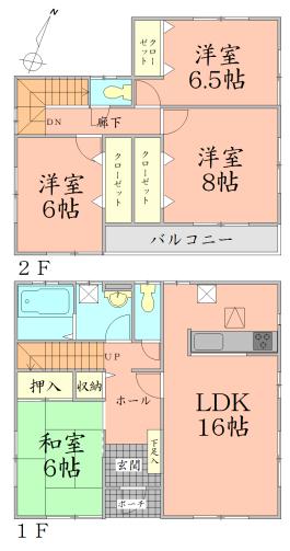 Floor plan. 33,800,000 yen, 4LDK, Land area 173.67 sq m , Building area 105.98 sq m