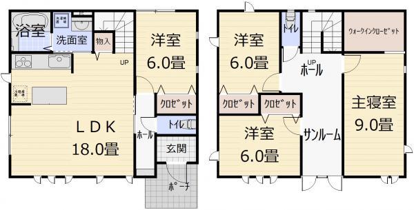 Floor plan. 27.5 million yen, 4LDK, Land area 180.52 sq m , Building area 118.13 sq m