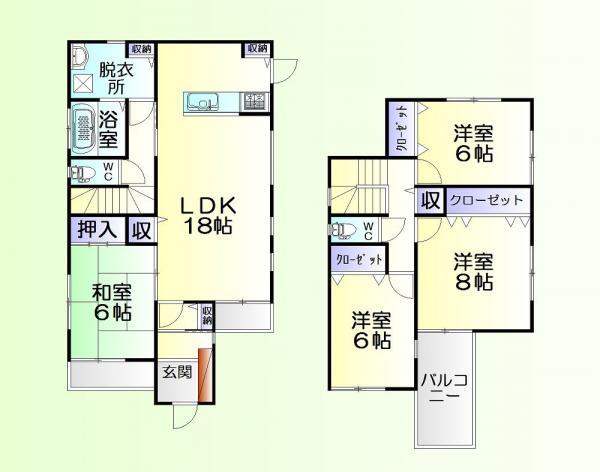 Floor plan. 31,800,000 yen, 4LDK, Land area 195.99 sq m , Building area 110.95 sq m