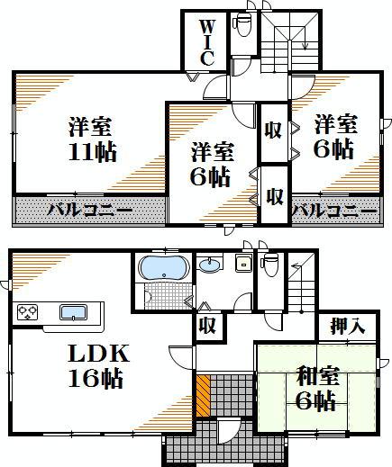 Floor plan. 26,800,000 yen, 4LDK, Land area 235.77 sq m , Building area 105.99 sq m