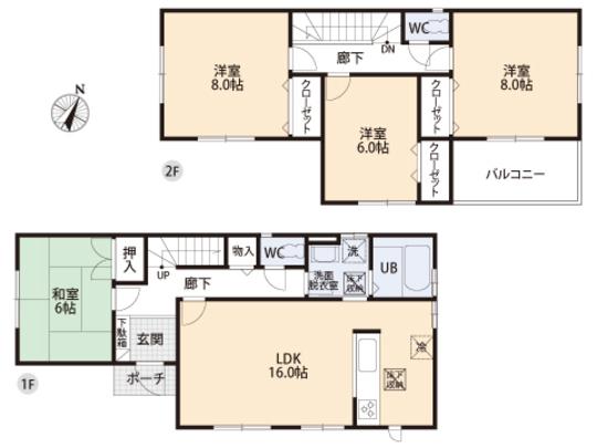Floor plan. 32 million yen, 4LDK, Land area 155.33 sq m , Building area 105.99 sq m floor plan