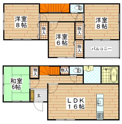Floor plan. 32 million yen, 4LDK, Land area 155.59 sq m , Building area 105.99 sq m