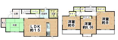 Floor plan. 22.5 million yen, 4LDK, Land area 142.62 sq m , Building area 98.53 sq m