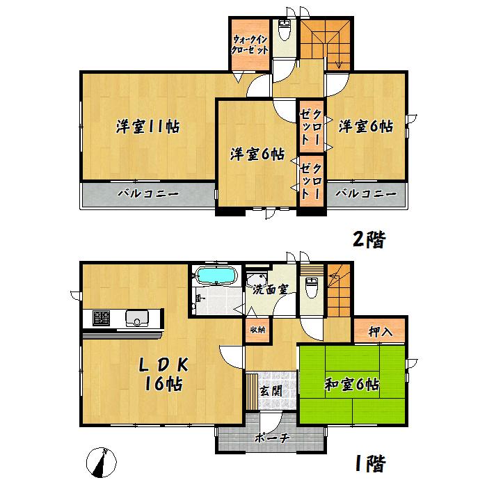 Floor plan. 24,800,000 yen, 4LDK + S (storeroom), Land area 235.77 sq m , Building area 105.99 sq m Izumi-ku Izumigaoka 1 Building