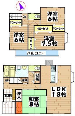 Floor plan. 28,900,000 yen, 4LDK, Land area 175.27 sq m , Building area 117.58 sq m