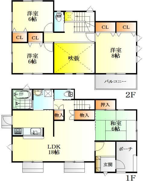 Floor plan. 26,800,000 yen, 4LDK, Land area 215 sq m , Building area 110.12 sq m