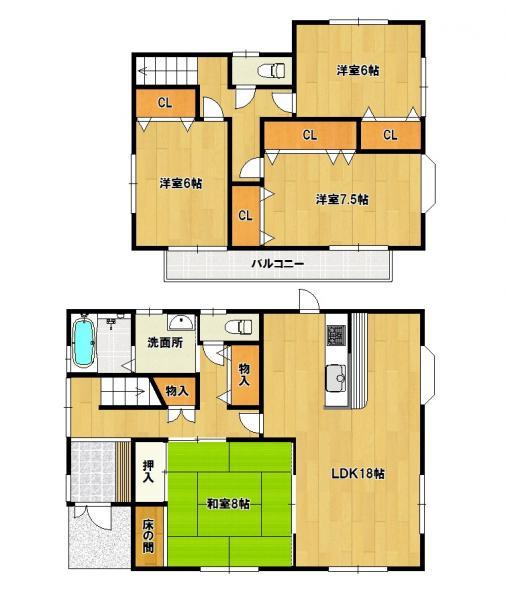 Floor plan. 28,900,000 yen, 4LDK, Land area 175.27 sq m , Building area 117.58 sq m