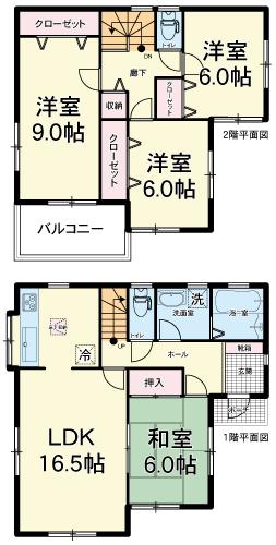 Floor plan. (Building 2), Price 28 million yen, 4LDK, Land area 215.03 sq m , Building area 105.99 sq m
