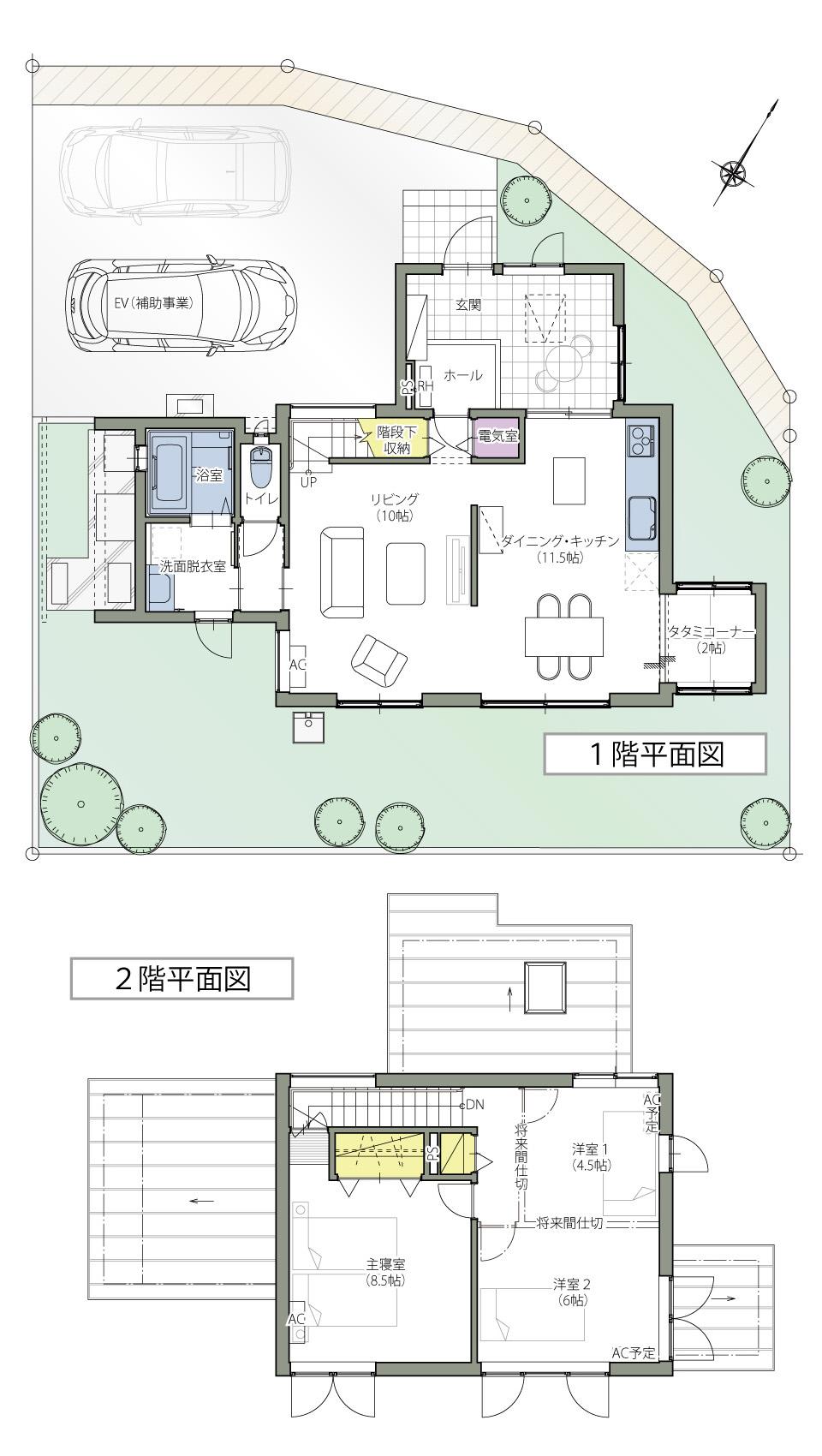 Floor plan. Solar power generation systems and ENE-FARM, Smart meter, HEMS (Hemusu), Storage battery or electric vehicle is installed, Also capable of self-energy in the event of a disaster (2013 November shooting, The front is No. , Right next to No.