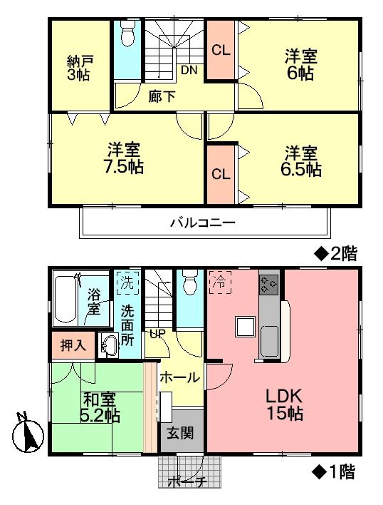 Floor plan. 26,900,000 yen, 4LDK + S (storeroom), Land area 127.36 sq m , Building area 96.39 sq m