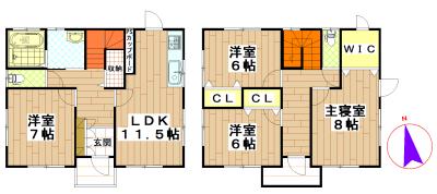 Floor plan. 29,800,000 yen, 4LDK, Land area 206.83 sq m , Building area 102.88 sq m