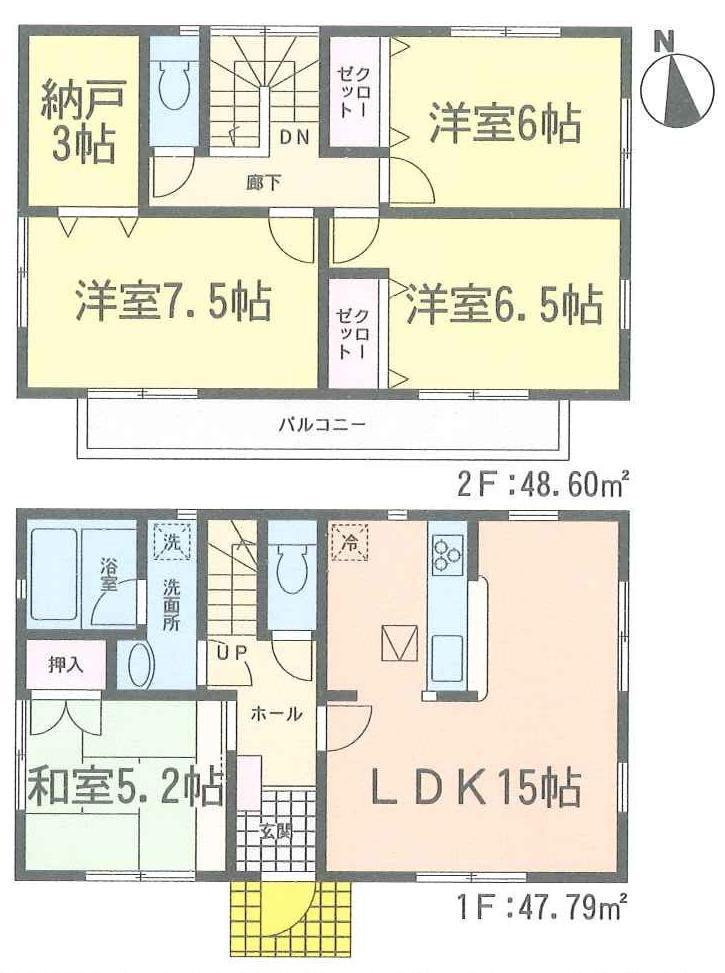 Floor plan. 26,900,000 yen, 4LDK + S (storeroom), Land area 127.36 sq m , Building area 96.39 sq m 2 Building