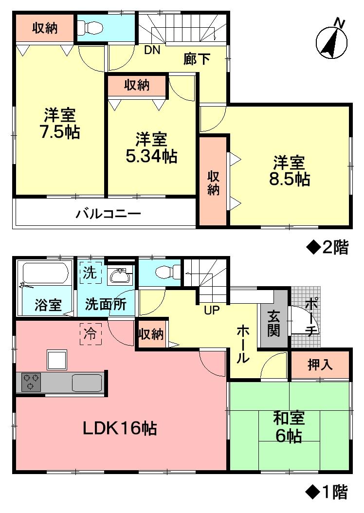 Floor plan. (1 Building), Price 28,300,000 yen, 4LDK, Land area 199.94 sq m , Building area 105.99 sq m