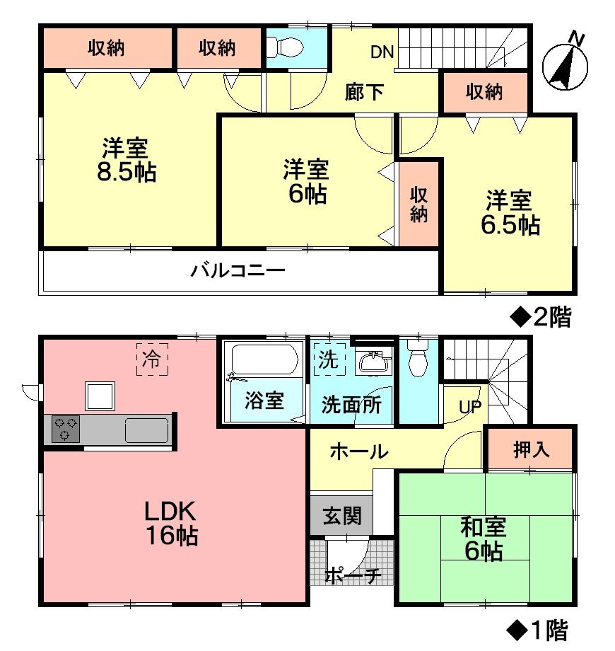 Floor plan. (3 Building), Price 28.5 million yen, 4LDK, Land area 190.22 sq m , Building area 105.99 sq m