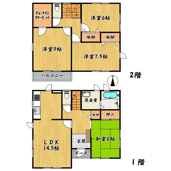 Floor plan. 28,300,000 yen, 4LDK + S (storeroom), Land area 163.99 sq m , Building area 105.99 sq m Miyagino District Fukudamachi 4-chome