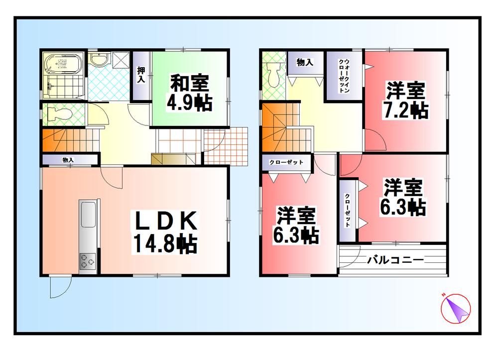 Floor plan. 28,400,000 yen, 4LDK, Land area 146.57 sq m , Building area 106.5 sq m