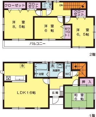 Floor plan. (3 Building), Price 28.5 million yen, 4LDK, Land area 190.22 sq m , Building area 105.99 sq m