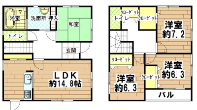 Floor plan. 28,400,000 yen, 4LDK+S, Land area 146.56 sq m , Building area 106.5 sq m