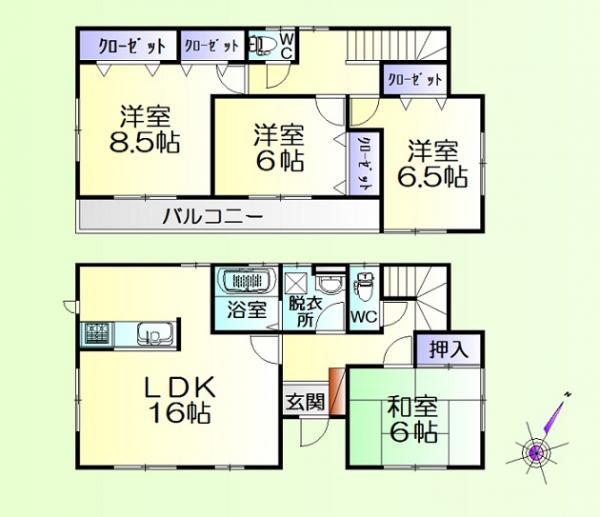 Floor plan. 28.5 million yen, 4LDK, Land area 190.22 sq m , Building area 105.99 sq m