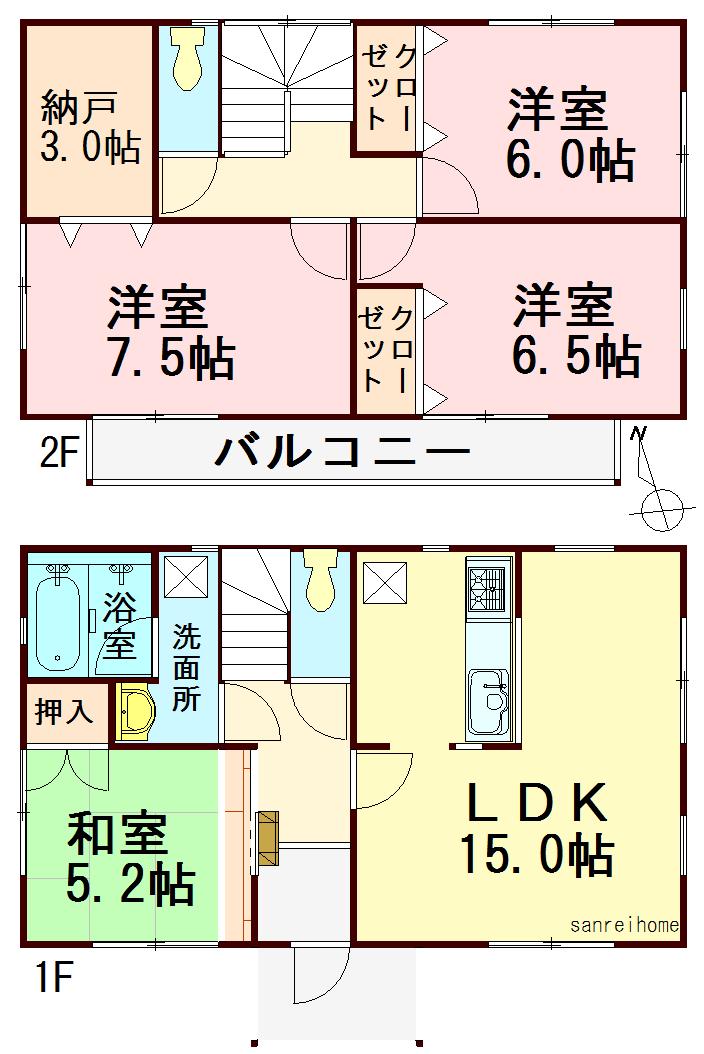 Floor plan. 26,900,000 yen, 4LDK, Land area 127.36 sq m , Building area 96.39 sq m
