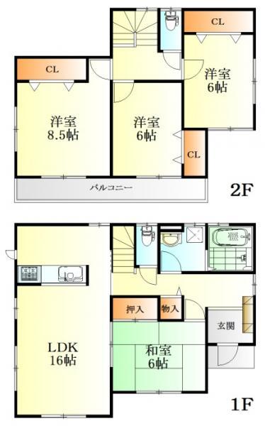 Floor plan. 28.8 million yen, 4LDK, Land area 194.16 sq m , Building area 105.98 sq m