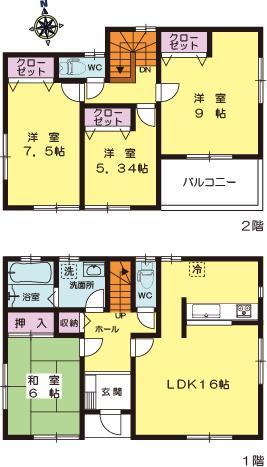 Floor plan. (Building 2), Price 42,500,000 yen, 4LDK, Land area 128.6 sq m , Building area 104.33 sq m
