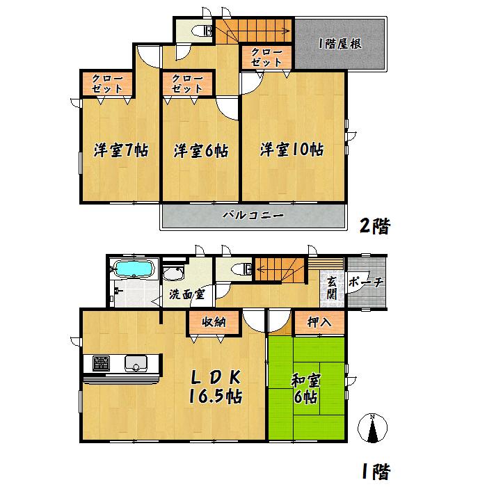 Floor plan. 36,800,000 yen, 4LDK, Land area 150.46 sq m , Building area 106.41 sq m Taihaku Ku Suwa-cho Building 3